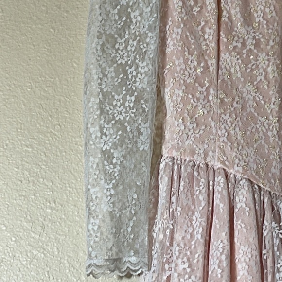 Vintage Gunne Sax Jessica McClintock Fit & Flare Ivory Pink Dress size 5/6 - Picture 5 of 16
